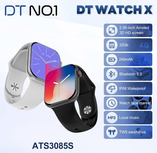 DT Watch X Series 10 Smart Watch With AMOLED Display, Photo Album, Video Player, 3D Animations, AirPods Connectivity & ChatGPT Integration - Newest Arrival 2024 - Smart Watch -